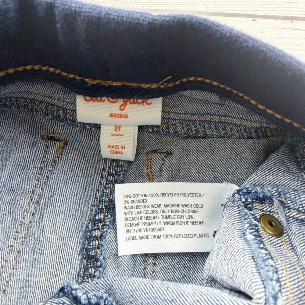 Cat & Jack Heart Print Denim Jeggings - Picture 2 of 3